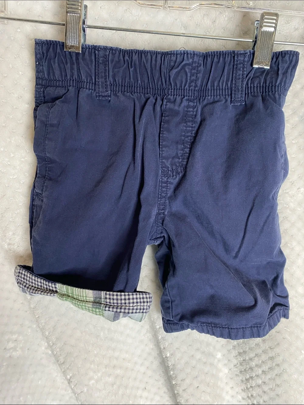 Vintage Gymboree Green & Navy Plaid Patchwork Reversible Shorts